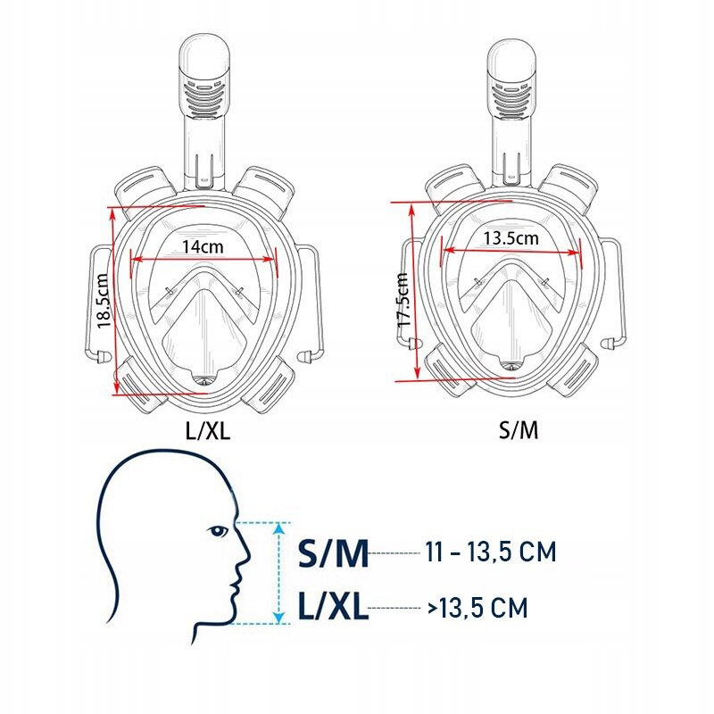 MASKA DO NURKOWANIA PEŁNOTWARZOWA SKŁADANA L/XL MASKA DO NURKOWANIA PEŁNOTWARZOWA SKŁADANA L/XL