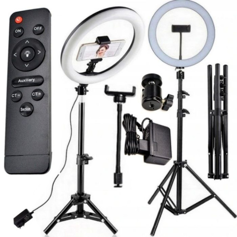 LAMPA PIERŚCIENIOWA LED SELFIE 120W STATYW 220 cm PILOT LAMPA PIERŚCIENIOWA LED SELFIE 120W STATYW 220 cm PILOT
