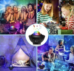 Projektor Gwiazd Dla Dzieci Lampka Nocna LED 360