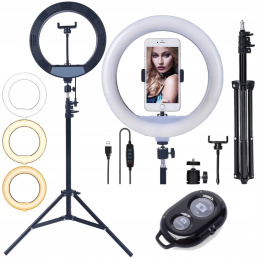 Lampa Pierścieniowa LED 30cm Ring 80W STATYW 220 Pilot Selfie Makijaż