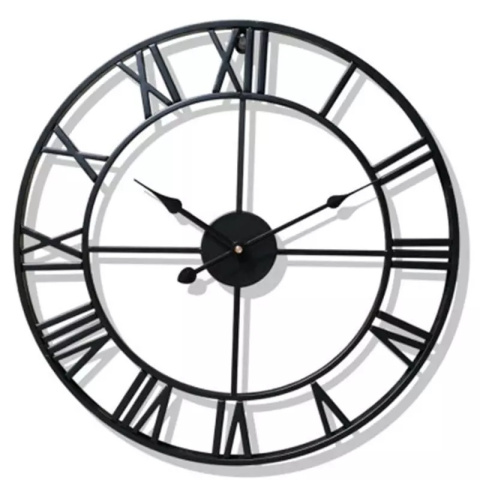 Zegar Ścienny 60 cm Duży do Salonu Nowoczesny LOFT Retro RZYMSKI 3D Czarny