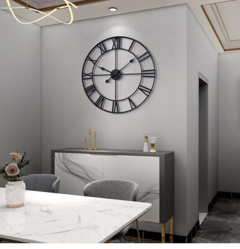 Zegar Ścienny 80 cm Duży do Salonu Nowoczesny LOFT Retro RZYMSKI 3D Czarny Zegar Ścienny 80 cm Duży do Salonu Nowoczesny LOFT Retro RZYMSKI 3D Czarny