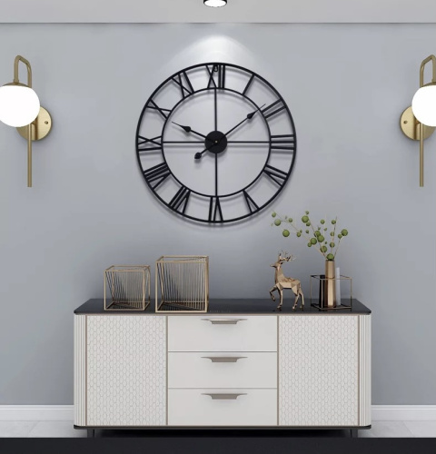 Zegar Ścienny 80 cm Duży do Salonu Nowoczesny LOFT Retro RZYMSKI 3D Czarny Zegar Ścienny 80 cm Duży do Salonu Nowoczesny LOFT Retro RZYMSKI 3D Czarny