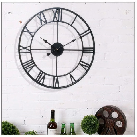 Zegar Ścienny 80 cm Duży do Salonu Nowoczesny LOFT Retro RZYMSKI 3D Czarny Zegar Ścienny 80 cm Duży do Salonu Nowoczesny LOFT Retro RZYMSKI 3D Czarny