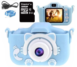 Aparat Cyfrowy dla Dzieci Kamera X5 HD + Karta 32GB SD KOT Wideo Fotograficzny