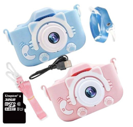 Aparat Cyfrowy dla Dzieci Kamera X5 HD + Karta 32GB SD KOT Wideo Fotograficzny