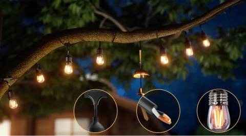 Girlanda Ogrodowa Zewnętrzna Świetlna 20 metrów + 20 Żarówek LED Lampki na Taras Ogród Balkon Girlanda Ogrodowa Zewnętrzna Świetlna 20 metrów + 20 Żarówek LED Lampki na Taras Ogród Balkon