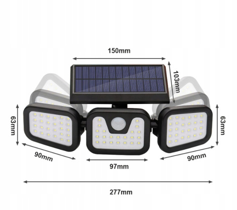 Lampa LED Solarna 3w1 z Czujnikiem Ruchu Zewnętrzna Zmierzchu 74W ASATO® Lampa LED Solarna 3w1 z Czujnikiem Ruchu Zewnętrzna Zmierzchu 74W ASATO®