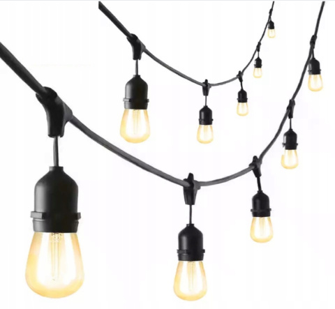 Girlanda Ogrodowa Zewnętrzna Świetlna 15 metrów + 15 Żarówek LED Lampki na Taras Ogród Balkon Girlanda Ogrodowa Zewnętrzna Świetlna 15 metrów + 15 Żarówek LED Lampki na Taras Ogród Balkon