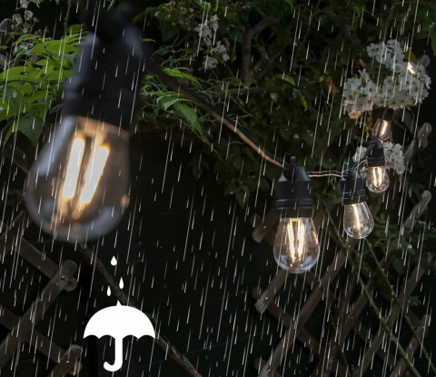 Girlanda Ogrodowa Zewnętrzna Świetlna 15 metrów + 15 Żarówek LED Lampki na Taras Ogród Balkon Girlanda Ogrodowa Zewnętrzna Świetlna 15 metrów + 15 Żarówek LED Lampki na Taras Ogród Balkon