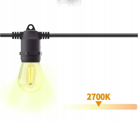 Girlanda Ogrodowa Zewnętrzna Świetlna 15 metrów + 15 Żarówek LED Lampki na Taras Ogród Balkon Girlanda Ogrodowa Zewnętrzna Świetlna 15 metrów + 15 Żarówek LED Lampki na Taras Ogród Balkon