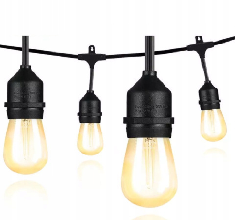 Girlanda Ogrodowa Zewnętrzna Świetlna 15 metrów + 15 Żarówek LED Lampki na Taras Ogród Balkon Girlanda Ogrodowa Zewnętrzna Świetlna 15 metrów + 15 Żarówek LED Lampki na Taras Ogród Balkon