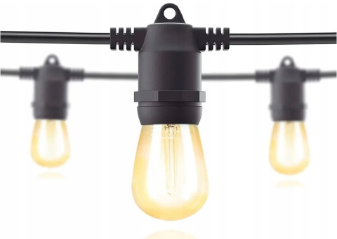 Girlanda Ogrodowa Zewnętrzna Świetlna 15 metrów + 15 Żarówek LED Lampki na Taras Ogród Balkon Girlanda Ogrodowa Zewnętrzna Świetlna 15 metrów + 15 Żarówek LED Lampki na Taras Ogród Balkon