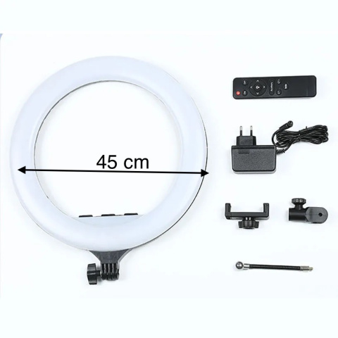 Lampa Pierścieniowa LED 240W 45cm Duża ze Statywem 220cm do Telefonu Makijaż YouTube