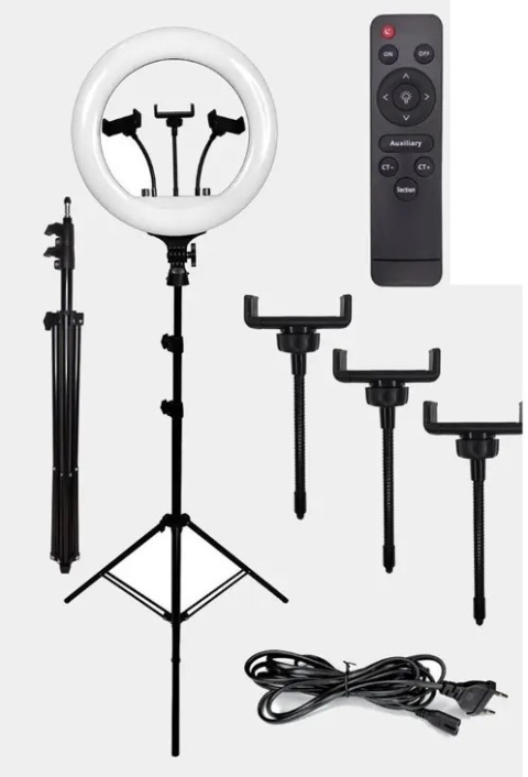 Lampa Pierścieniowa LED 240W 45cm Duża ze Statywem 220cm do Telefonu Makijaż YouTube