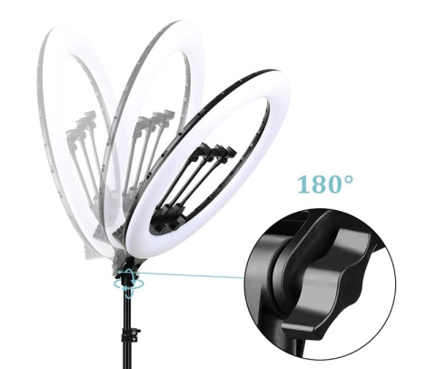 Lampa Pierścieniowa LED 240W 45cm Duża ze Statywem 220cm do Telefonu Makijaż YouTube