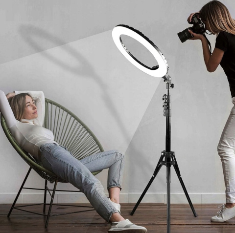 Lampa Pierścieniowa LED 240W 45cm Duża ze Statywem 220cm do Telefonu Makijaż YouTube