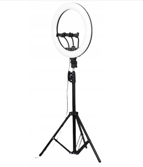 Lampa Pierścieniowa LED 240W 45cm Duża ze Statywem 220cm do Telefonu Makijaż YouTube