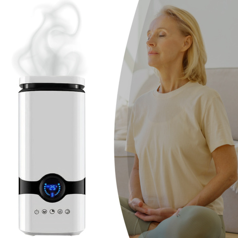 Nawilżacz Powietrza z Jonizatorem ASATO® - 4L Aromaterapia - Higrometr - Wydajność 300ml/h