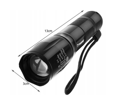 Latarka Taktyczna 2w1 LED + UV Survivalowa Zoom Wojskowa Akumulatorowa z Ładowarką
