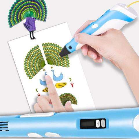 Długopis 3D dla Dzieci + Wkłady Filament 9 metrów Zestaw do Zabawy Drukarka Pen 5.0 Asato