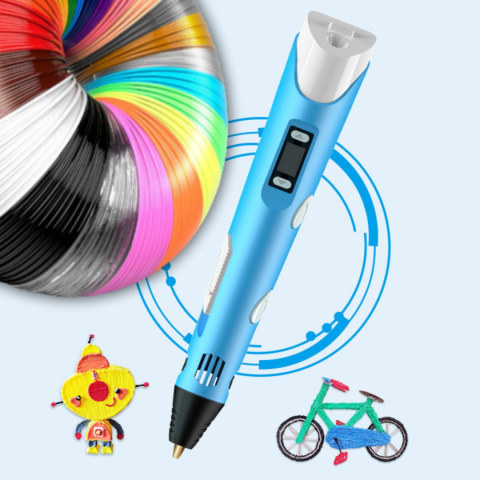 Długopis 3D dla Dzieci + Wkłady Filament 9 metrów Zestaw do Zabawy Drukarka Pen 5.0 Asato