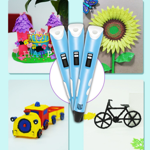 Długopis 3D dla Dzieci + Wkłady Filament 9 metrów Zestaw do Zabawy Drukarka Pen 5.0 Asato