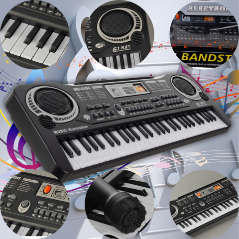 Keyboard dla Dzieci z Mikrofonem ASATO® Pianinko - 61 Klawiszy - Funkcja Nagrywania - 16 Tonacji