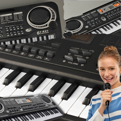 Keyboard dla Dzieci z Mikrofonem ASATO® Pianinko - 61 Klawiszy - Funkcja Nagrywania - 16 Tonacji