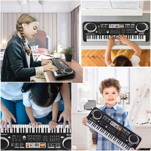 Keyboard dla Dzieci z Mikrofonem ASATO® Pianinko - 61 Klawiszy - Funkcja Nagrywania - 16 Tonacji