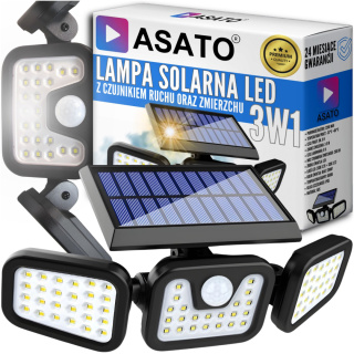Lampa Solarna 3w1 z Czujnikiem Ruchu Zewnętrzna Zmierzchu LED 74W