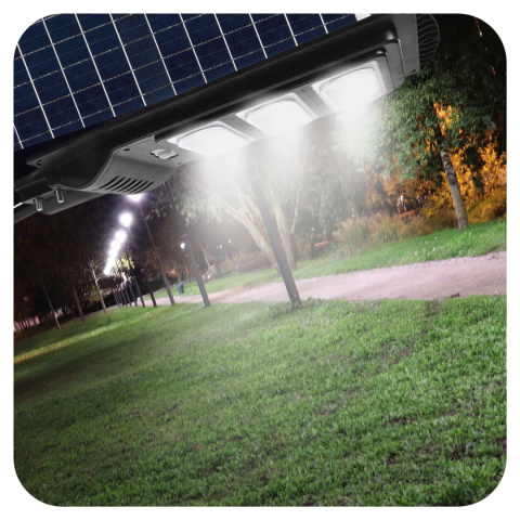 Lampa Uliczna Solarna LED 90W ze Słupkiem Czujnikiem Ruchu Pilot Uchwyt Lampa Uliczna Solarna LED 90W ze Słupkiem Czujnikiem Ruchu Pilot Uchwyt