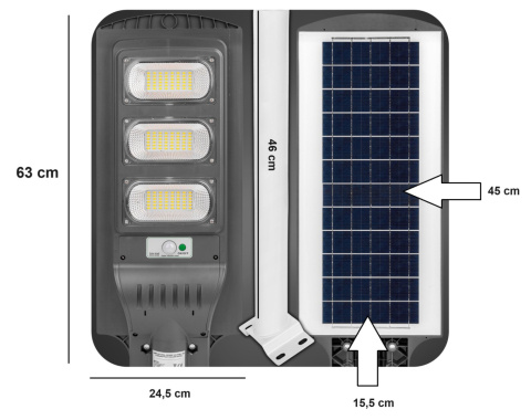 Lampa Uliczna Solarna LED 90W ze Słupkiem Czujnikiem Ruchu Pilot Uchwyt Lampa Uliczna Solarna LED 90W ze Słupkiem Czujnikiem Ruchu Pilot Uchwyt