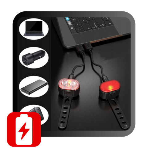 Lampka Rowerowa LED Przód i Tył Mocna z Akumulatorem Na Rower Wodoodporna