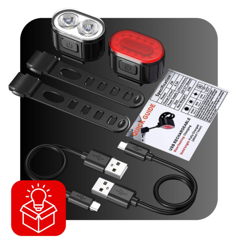 Lampka Rowerowa LED Przód i Tył Mocna z Akumulatorem Na Rower Wodoodporna