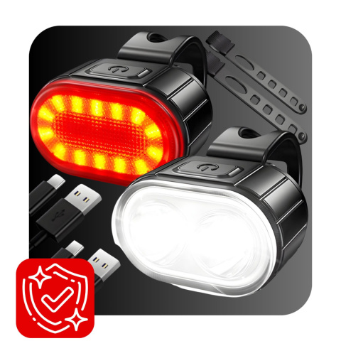 Lampka Rowerowa LED Przód i Tył Mocna z Akumulatorem Na Rower Wodoodporna