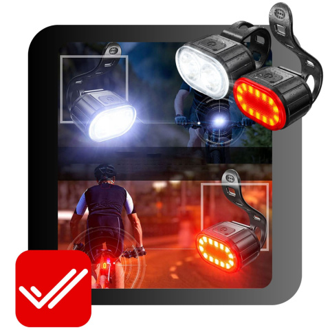 Lampka Rowerowa LED Przód i Tył Mocna z Akumulatorem Na Rower Wodoodporna