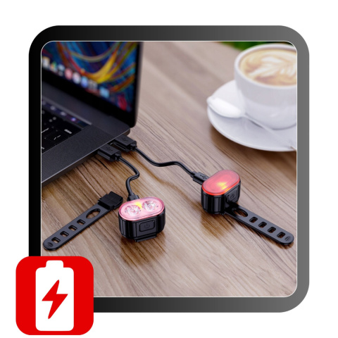 Lampka Rowerowa LED Przód i Tył Mocna z Akumulatorem Na Rower Wodoodporna