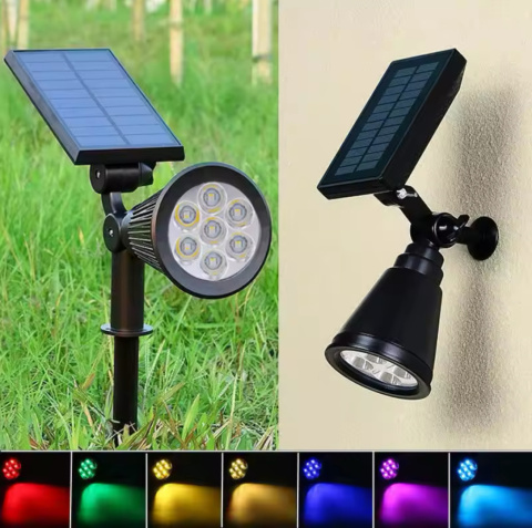 Solarna Lampa Ogrodowa RGB 2w1 LED Wbijana w Ziemię Mocowanie na Ścianę z Regulacją 1500 mAh Solarna Lampa Ogrodowa RGB 2w1 LED Wbijana w Ziemię Mocowanie na Ścianę z Regulacją 1500 mAh