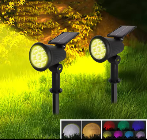 Solarna Lampa Ogrodowa RGB 2w1 LED Wbijana w Ziemię Mocowanie na Ścianę z Regulacją 1500 mAh Solarna Lampa Ogrodowa RGB 2w1 LED Wbijana w Ziemię Mocowanie na Ścianę z Regulacją 1500 mAh