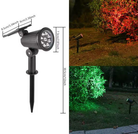 Solarna Lampa Ogrodowa RGB 2w1 LED Wbijana w Ziemię Mocowanie na Ścianę z Regulacją 1500 mAh Solarna Lampa Ogrodowa RGB 2w1 LED Wbijana w Ziemię Mocowanie na Ścianę z Regulacją 1500 mAh