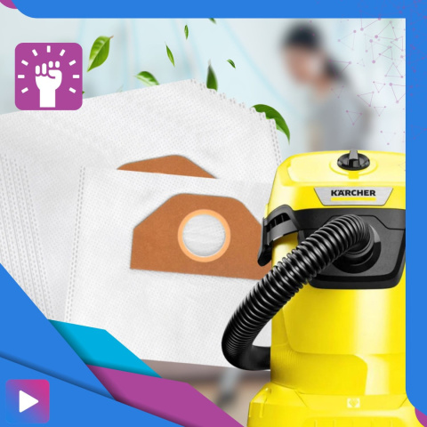 Worki do Odkurzacza Karcher WD3 10 szt. + Filtr SE4001 WD2 PLUS KWD3 V-17 V15 V12 Worki do Odkurzacza Karcher WD3 10 szt. + Filtr SE4001 WD2 PLUS KWD3 V-17 V15 V12