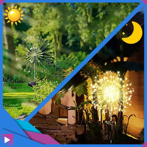 Lampa Solarna Ogrodowa ASATO® - Dmuchawiec 4szt - 120 LED Ciepłe Światło - Wbijana IP65 Lampa Solarna Ogrodowa ASATO® - Dmuchawiec 4szt - 120 LED Ciepłe Światło - Wbijana IP65