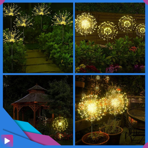 Lampa Solarna Ogrodowa ASATO® - Dmuchawiec 4szt - 120 LED Ciepłe Światło - Wbijana IP65 Lampa Solarna Ogrodowa ASATO® - Dmuchawiec 4szt - 120 LED Ciepłe Światło - Wbijana IP65