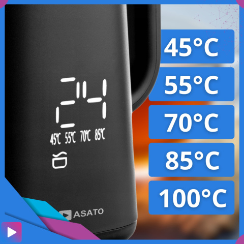 Czajnik Elektryczny 1,7L 1500W z Wyświetlaczem Regulacja 5 Poziomów Fast HOT Premium Czarny Czajnik Elektryczny 1,7L 1500W z Wyświetlaczem Regulacja 5 Poziomów Fast HOT Premium Czarny