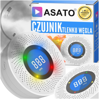 Czujnik Dymu Czadu Tlenku Węgla LCD 1C Bezprzewodowy Premium