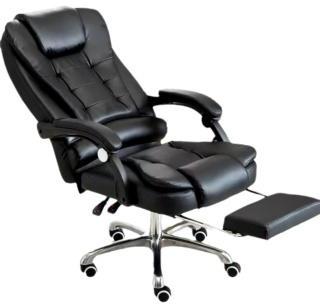 Fotel Biurowy Obrotowy ASATO® - Ergonomiczny z Podnóżkiem - Eko Skóra - Funkcja Leżanki 150°