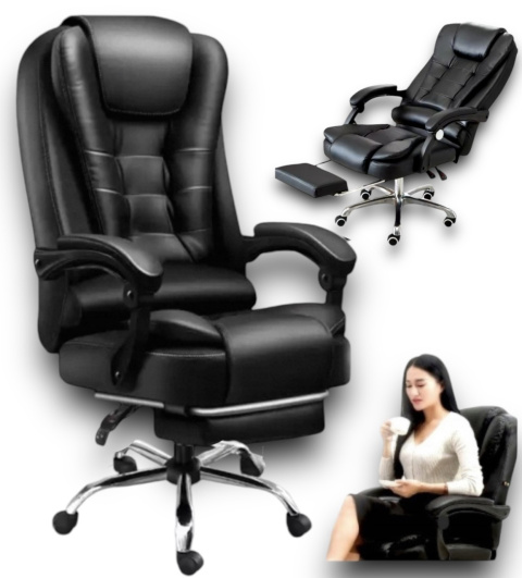 Fotel Biurowy Obrotowy ASATO® - Ergonomiczny z Podnóżkiem - Eko Skóra - Funkcja Leżanki 150° Fotel Biurowy Obrotowy ASATO® - Ergonomiczny z Podnóżkiem - Eko Skóra - Funkcja Leżanki 150°