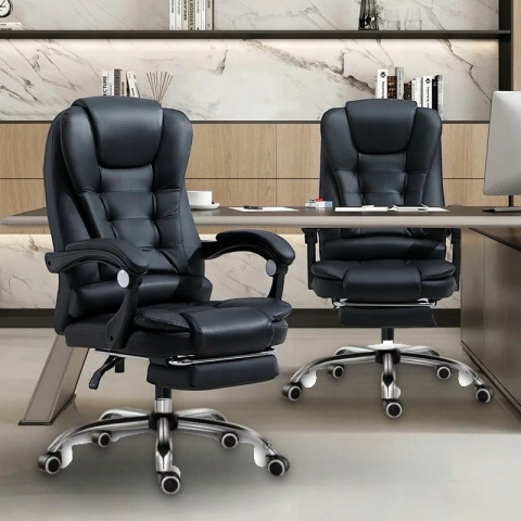 Fotel Biurowy Obrotowy ASATO® - Ergonomiczny z Podnóżkiem - Eko Skóra - Funkcja Leżanki 150° Fotel Biurowy Obrotowy ASATO® - Ergonomiczny z Podnóżkiem - Eko Skóra - Funkcja Leżanki 150°