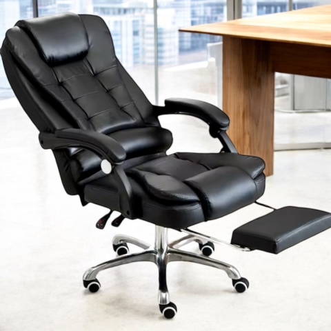 Fotel Biurowy Obrotowy ASATO® - Ergonomiczny z Podnóżkiem - Eko Skóra - Funkcja Leżanki 150° Fotel Biurowy Obrotowy ASATO® - Ergonomiczny z Podnóżkiem - Eko Skóra - Funkcja Leżanki 150°